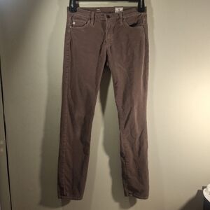 AG Adriano Goldschmied Women's Tan Corduroy Prima Cigarette Leg Pants Size 27R